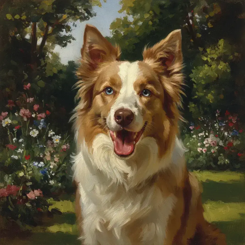Custom Australian Shepherd oil painting portrait - AI dog art from photo