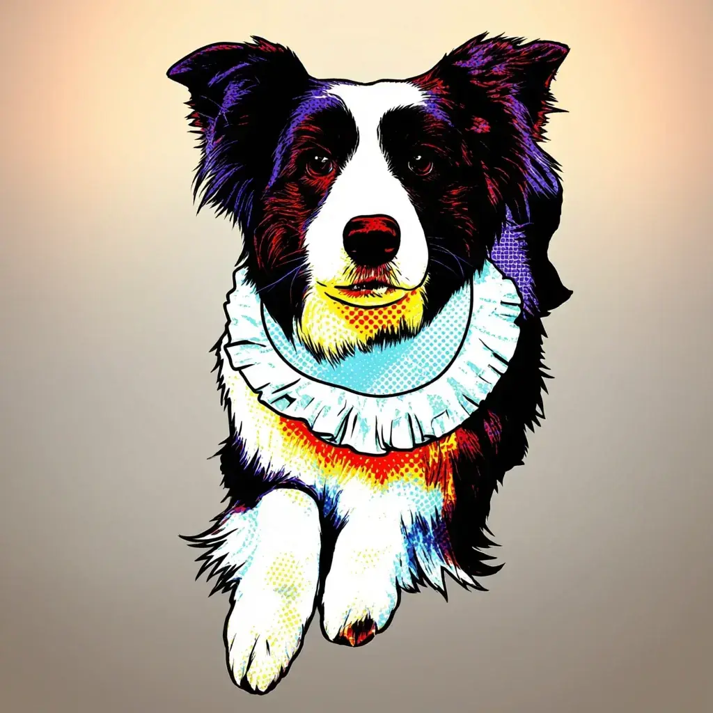 Custom Border Collie pop art portrait - AI dog art