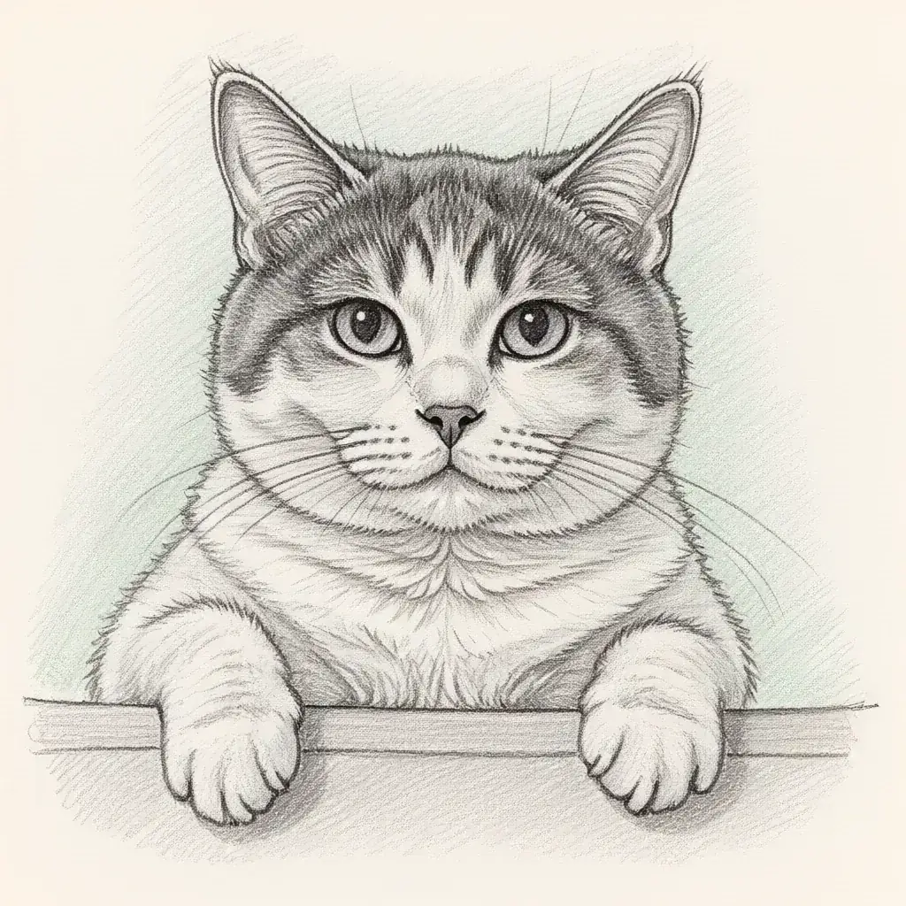 Custom British Shorthair sketch portrait - turn cat photo into art