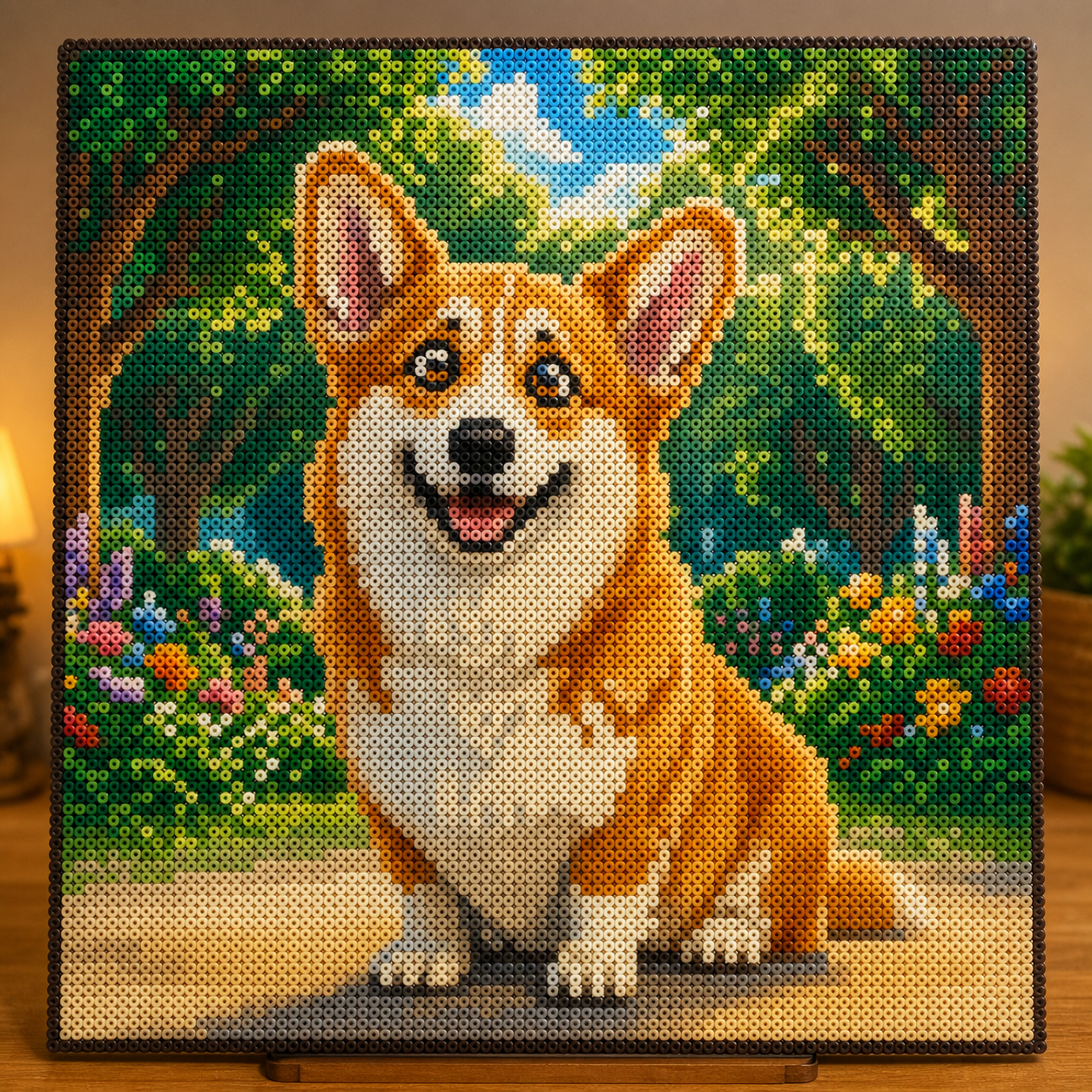 Finished Corgi fuse bead artwork