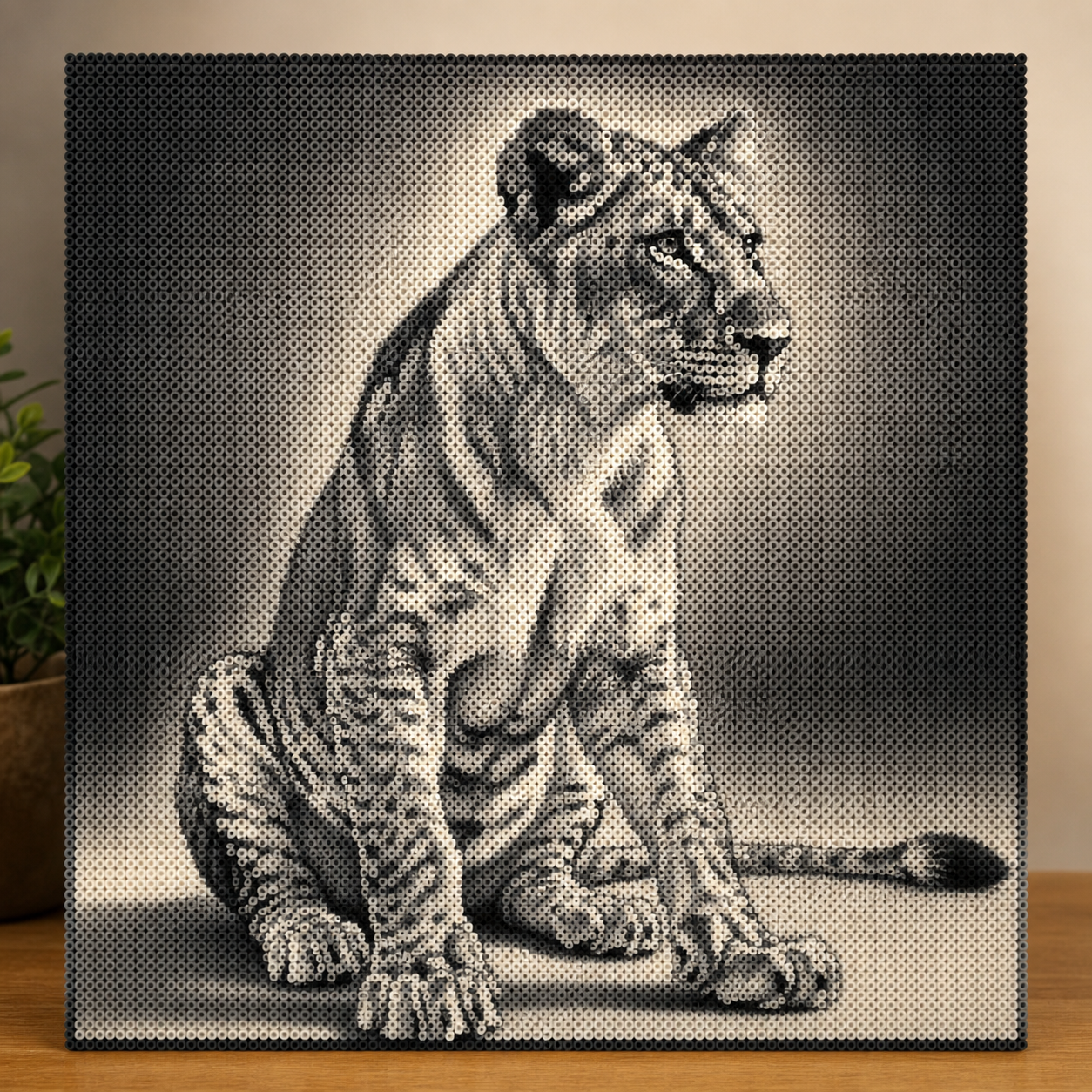 Finished Lion Cub fuse bead artwork